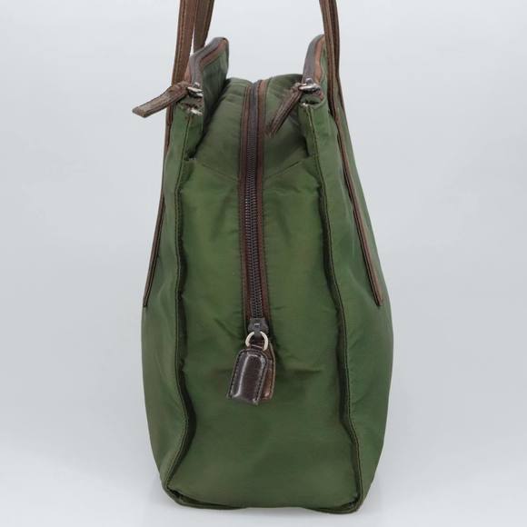 PRADA Shoulder Bag Nylon Leather Khaki Brown Silver Auth bs20160 - Picture 3 of 16